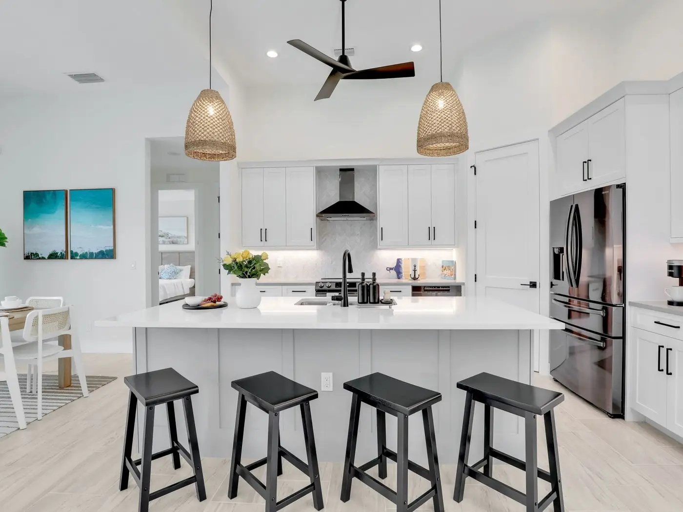 Kitchen with island and bar seating